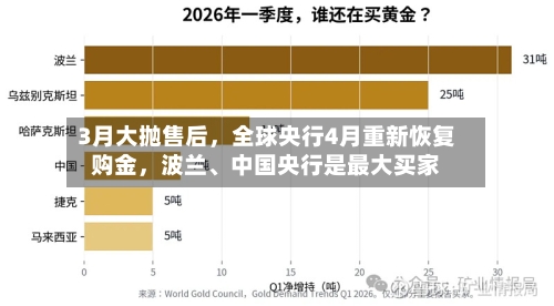 3月大抛售后	，全球央行4月重新恢复购金，波兰、中国央行是最大买家-第3张图片