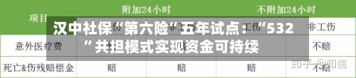 汉中社保“第六险	”五年试点：“532”共担模式实现资金可持续-第3张图片