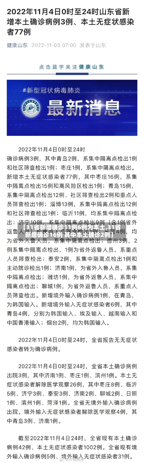 【31省新增确诊11例6例为本土,31省新增确诊16例 其中本土确诊2例】