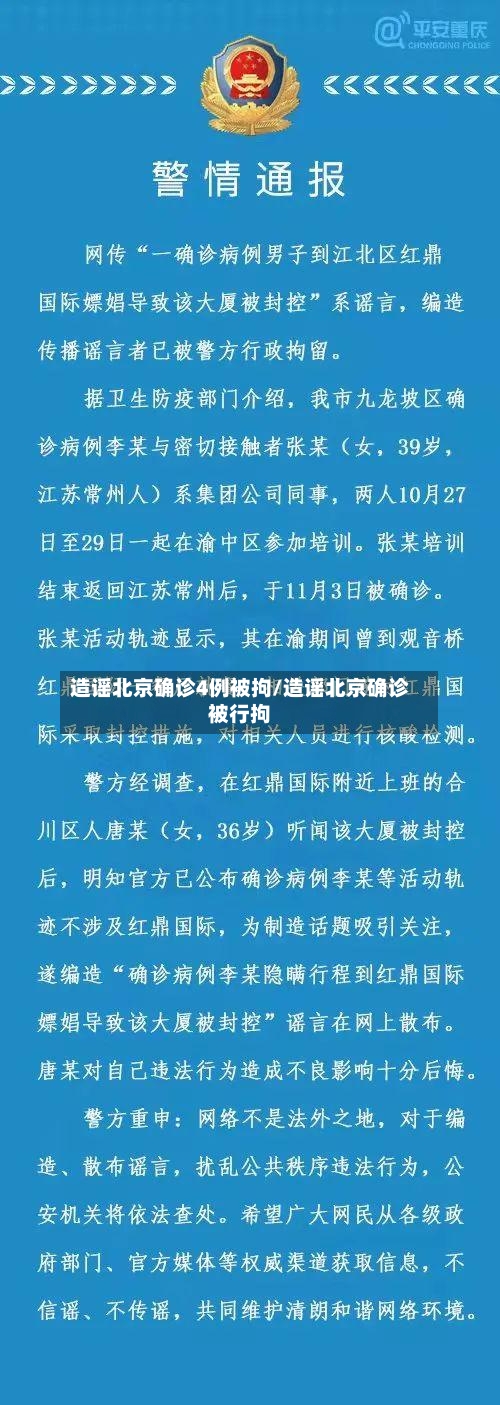 造谣北京确诊4例被拘/造谣北京确诊被行拘