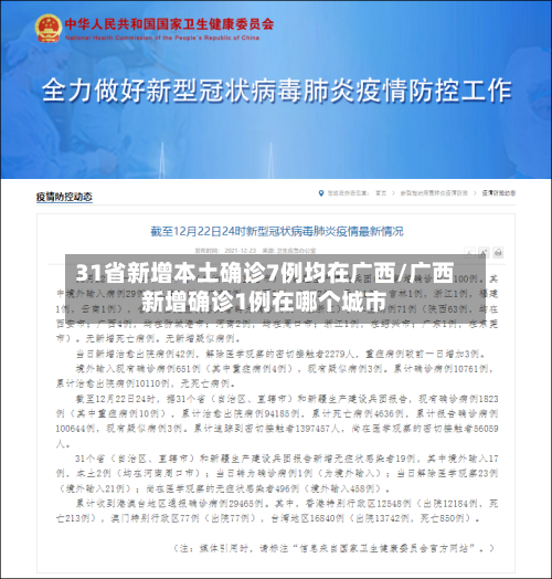31省新增本土确诊7例均在广西/广西新增确诊1例在哪个城市