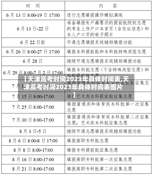 【天津高考时间2023年具体时间表,天津高考时间2023年具体时间表图片】