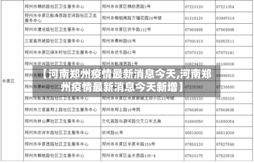 【河南郑州疫情最新消息今天,河南郑州疫情最新消息今天新增】