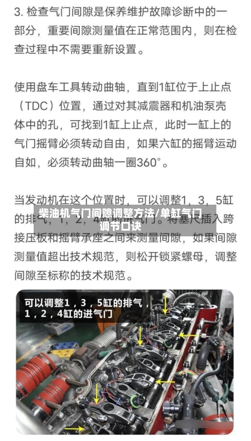 柴油机气门间隙调整方法/单缸气门调节口诀