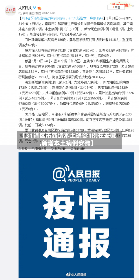 【31省区市新增本土确诊1例在安徽,新增本土病例安徽】-第2张图片