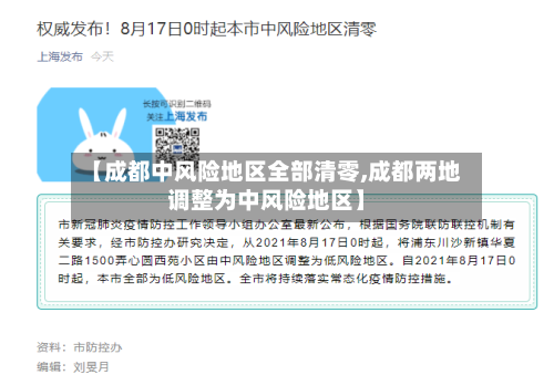 【成都中风险地区全部清零,成都两地调整为中风险地区】-第2张图片